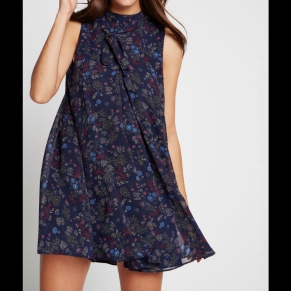 BCBGeneration Blue and Purple Mock Neck Sundress